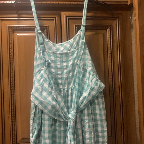 NWOT Nordstrom COTTON GINGHAM JUMPSUIT IN GREEN WASABI Size Small - Picture 9 of 9